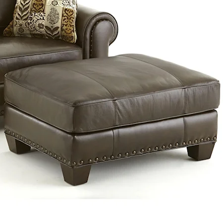 Transitional Ottoman with Nailhead